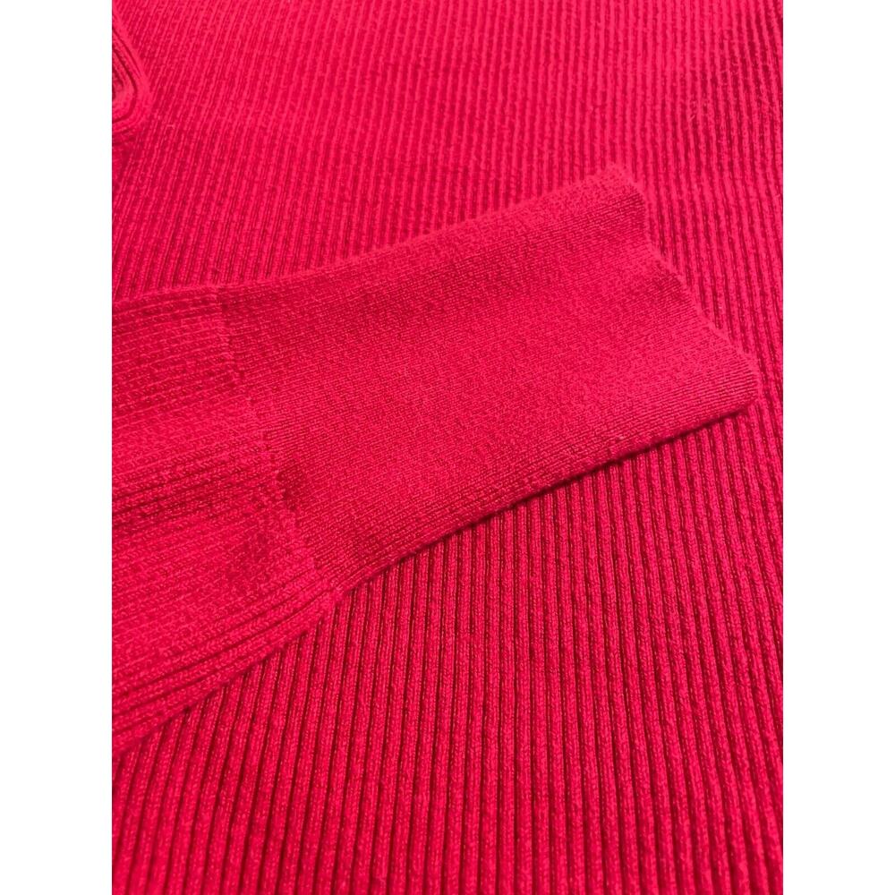 Lauren Ralph Lauren Ribbed Sweater Red Boat Neck Button Shoulder Women's Large - Picture 10 of 10